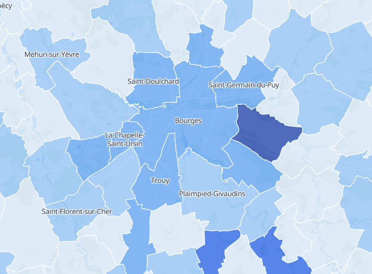Carte des prix immobiliers DVF par commune